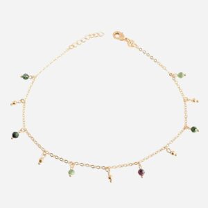 Chaîne de cheville plaqué or 750 3 microns avec rubis zoïsite