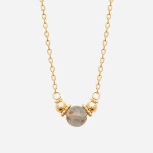 Collier plaqué or 750 3 microns avec perles labradorite naturelle