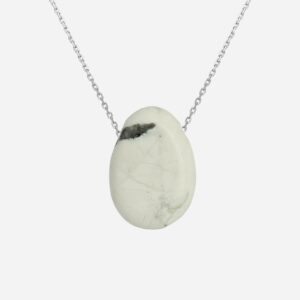 Collier pierre naturelle Howlite argent 925 rhodié effet marbré