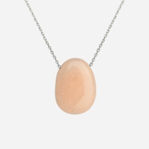Collier argent 925 rhodié avec aventurine naturelle couleur pêche