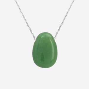 Collier argent 925 rhodié avec aventurine verte naturelle