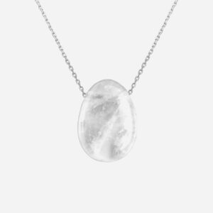 Collier argent 925 rhodié avec cristal de roche naturel