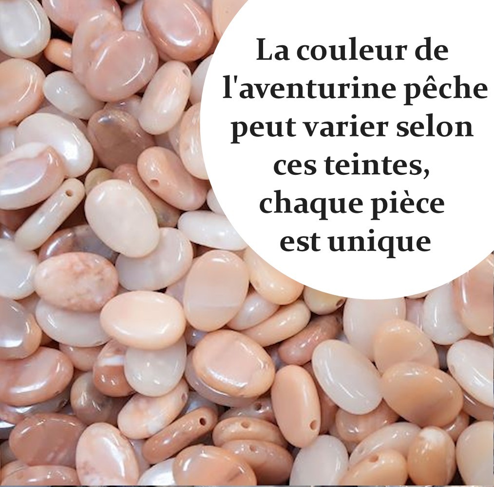 Collier pierre naturelle aventurine couleur pêche Argent 925 Rhodié