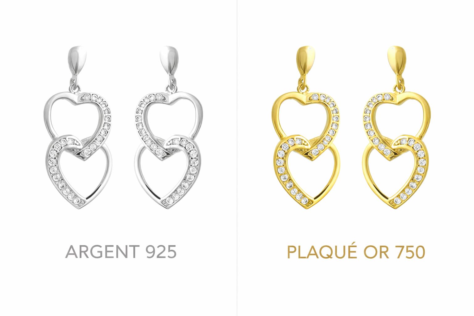 Différence entre bijoux argent 925 et plaqué or 750 - Guide Saint-Valentin