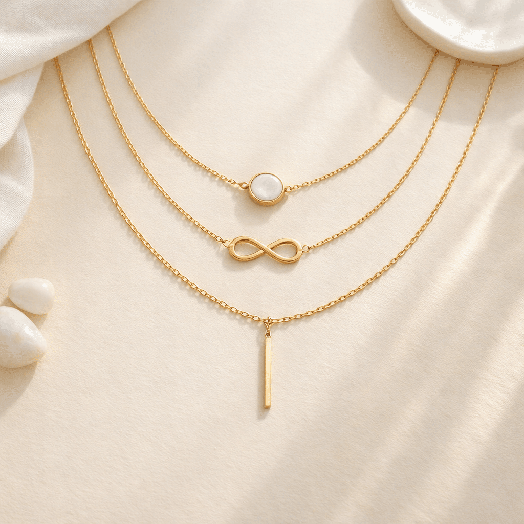 Tendances bijoux 2026 - layering de colliers plaqué or et argent 925