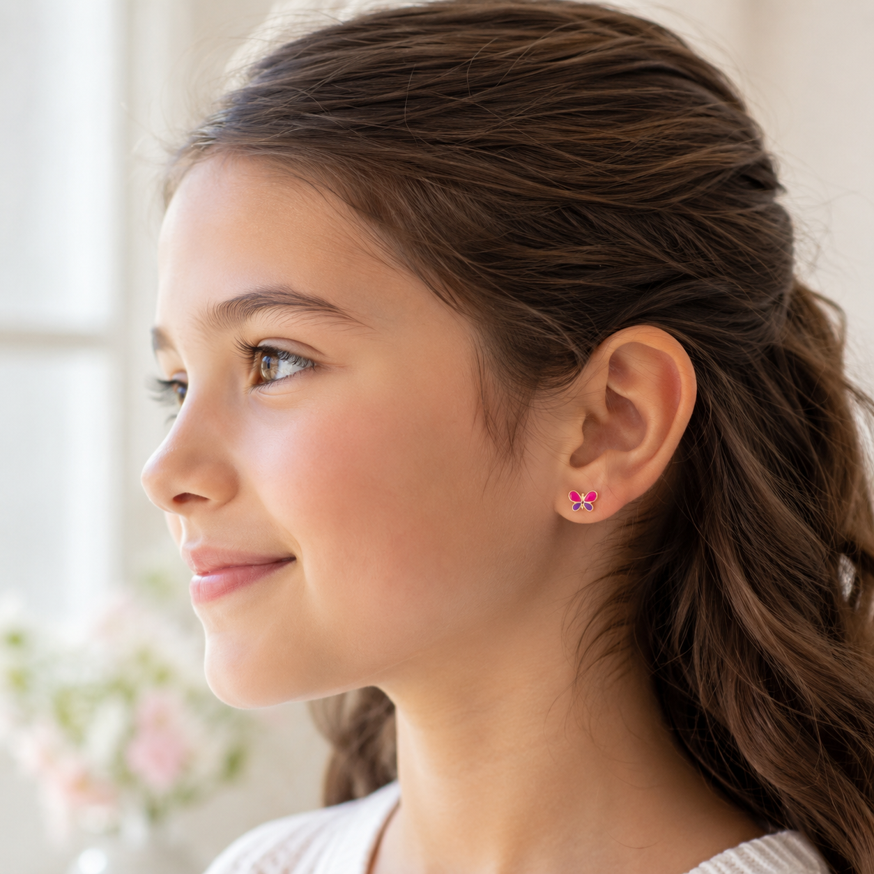 Bijoux fille 12 ans boucles d'oreilles papillon plaqué or — Belle Comme Venus
